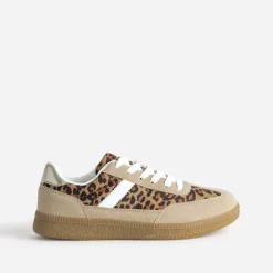 Tennis TEXTO beige et motif léopard