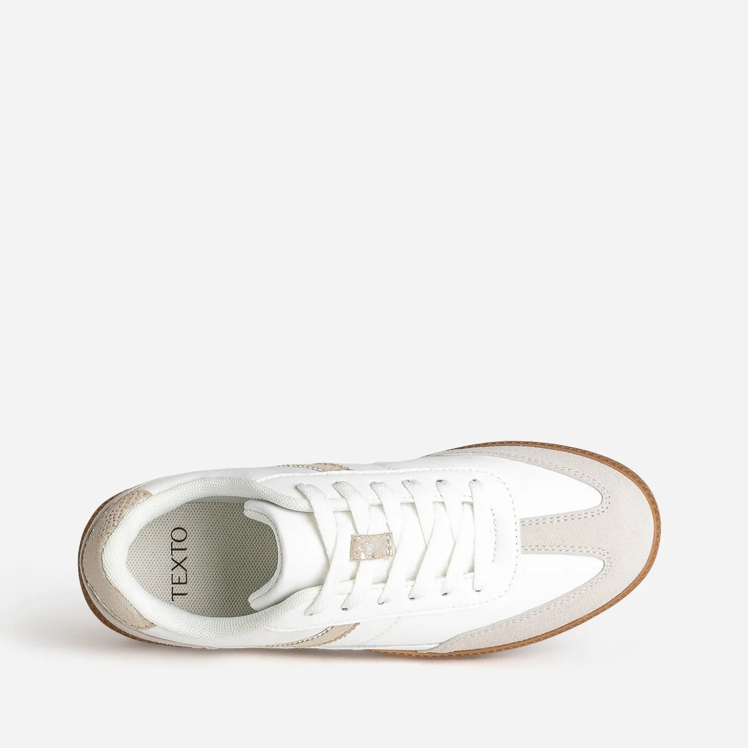 Tennis TEXTO blanche et taupe