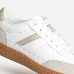 Tennis TEXTO blanche et taupe