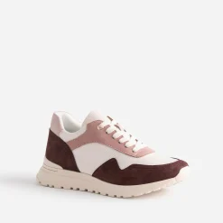 Tennis TEXTO bordeaux, écru et rose