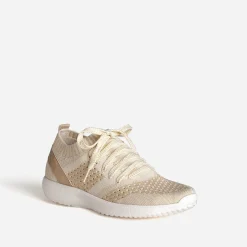 Tennis-chaussette beige et doré tricotée éco-conçue