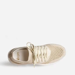 Tennis-chaussette beige et doré tricotée éco-conçue