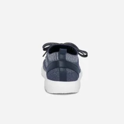 Tennis-chaussette bleue et argentée tricotée éco-conçue