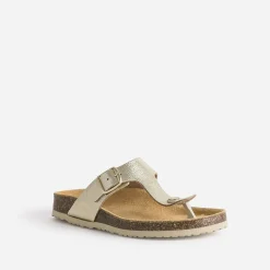 Tong anatomique dorée en cuir éco-conçu