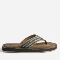 Tong marron avec brides textile brodées