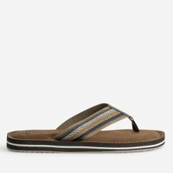 Tong marron brides textile tressées