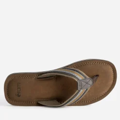 Tong marron brides textile tressées