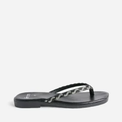 Tong TEXTO noire à brides strassées