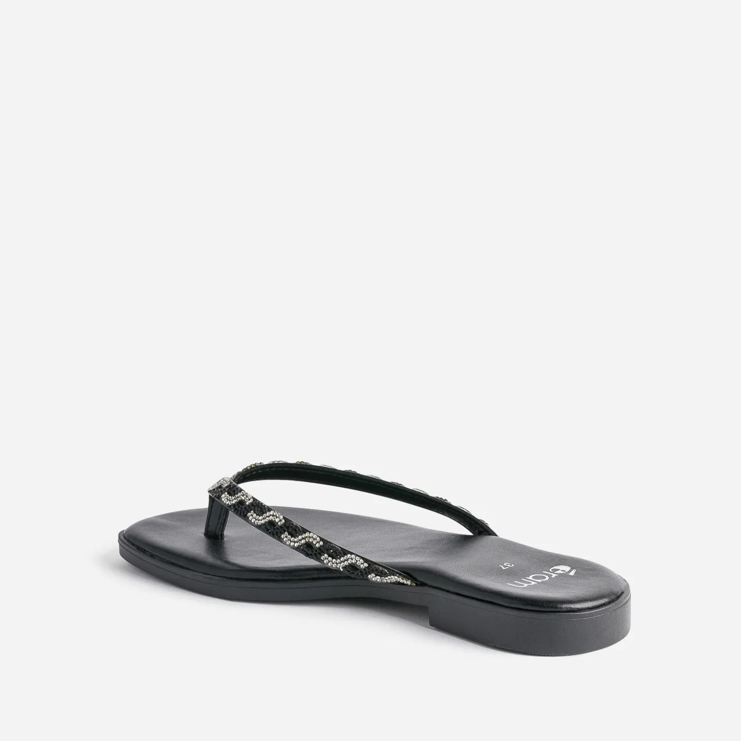 Tong TEXTO noire à brides strassées