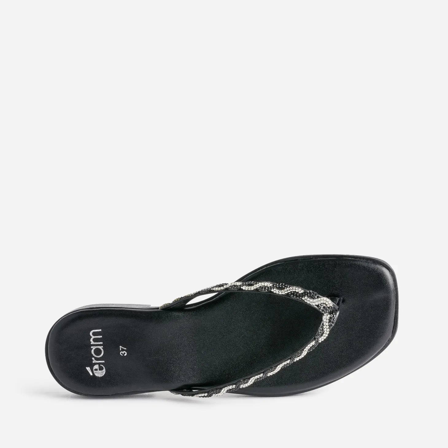 Tong TEXTO noire à brides strassées