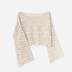 Top TEXTO écru en macramé