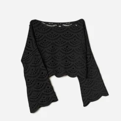 Top TEXTO noir en macramé