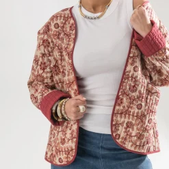 Veste TEXTO beige imprimé fleurs indiennes